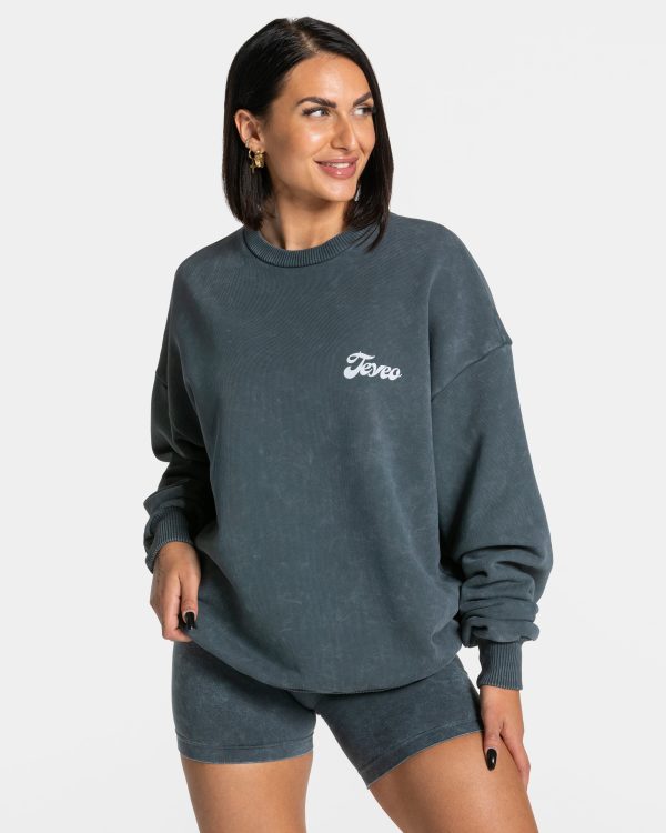 Acid Oversized Sweater in Navy für Damen – Bild 2