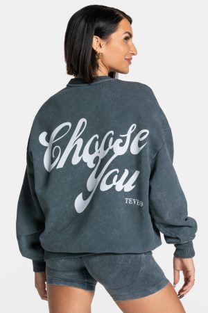 Acid Oversized Sweater in Navy für Damen