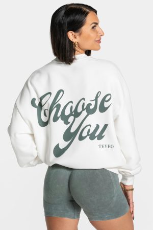 Acid Oversized Sweater Off White mit hoher Taille