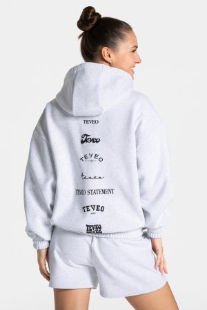 Damen Oversized Zip Jacke Anniversary in Hellgrau