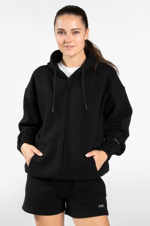 Anniversary Oversized Zip Jacke Damenhose in Schw
