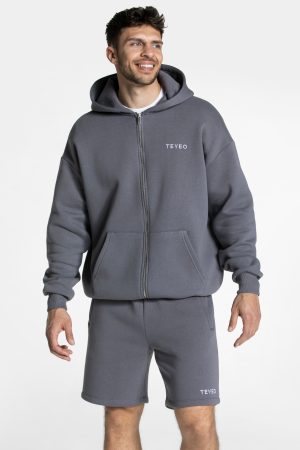 Arrival Oversized Zip Hoodie Graphit für Sport un