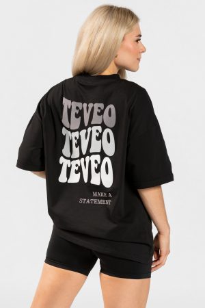 Damen Candy Oversized T-Shirt Schwarz mit Komfort