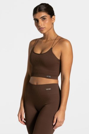 Elegant Strap Top Damenhose in Dunkelbraun