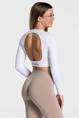 Everyday Cut Out Longsleeve Weiß mit hoher Taille