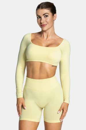 Femme Backless Longsleeve Gelb für Sport und Allt