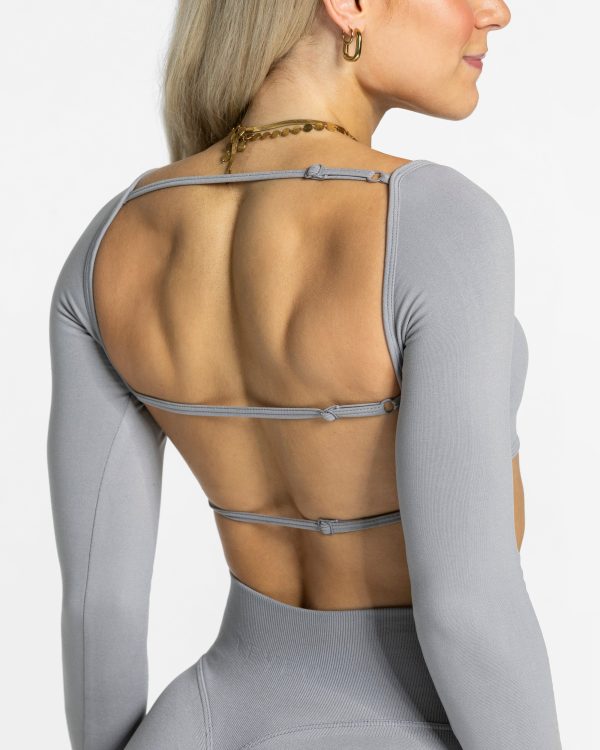 Femme Backless Longsleeve Grau für Sport und Allt – Bild 4