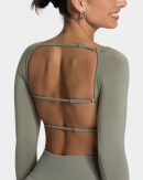 Femme Backless Longsleeve Khaki – bequem und styl