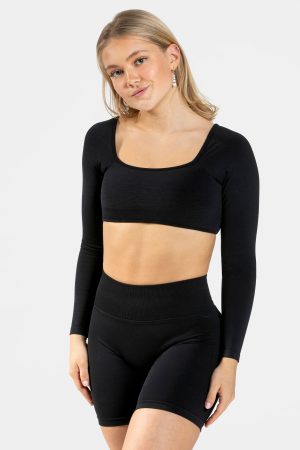 Femme Backless Longsleeve Damenhose in Schwarz