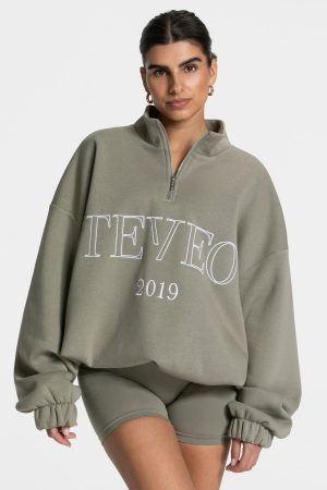 Femme Half Zip Sweater Khaki – bequem und stylisch