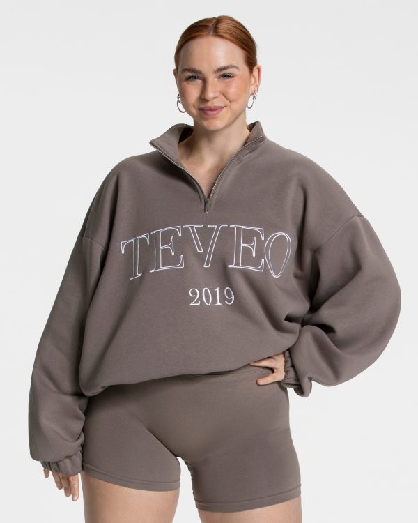 Femme Half Zip Sweater Damenhose in Mokka