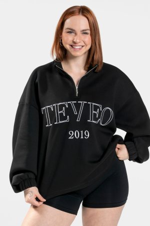 Femme Half Zip Sweater Schwarz – bequem und styli