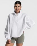 Femme Half Zip Sweater Weiß für Sport und Alltag