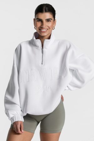 Femme Half Zip Sweater Weiß für Sport und Alltag