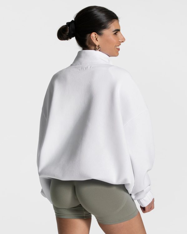 Femme Half Zip Sweater Weiß für Sport und Alltag – Bild 4