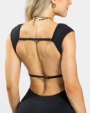 Femme Backless Short Jumpsuit Schwarz für Sport u