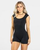 Femme Backless Short Jumpsuit Schwarz für Sport u