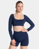 Femme Backless Longsleeve Dunkelblau mit hoher Ta