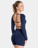 Femme Backless Longsleeve Dunkelblau mit hoher Ta