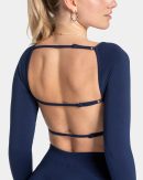 Femme Backless Longsleeve Dunkelblau mit hoher Ta
