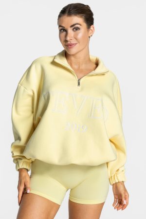 Modische Femme Half Zip Sweater in Farbe Gelb