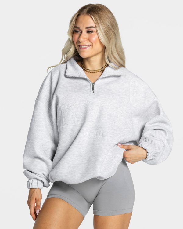 Femme Half Zip Sweater Hellgrau für Sport und All