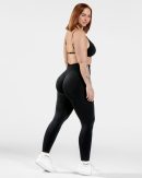 Damen Femme Sculpt Scrunch Leggings Schwarz mit K