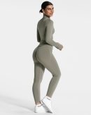 Modische Femme Shaping Zip Jacke in Farbe Khaki
