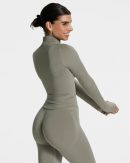 Modische Femme Shaping Zip Jacke in Farbe Khaki