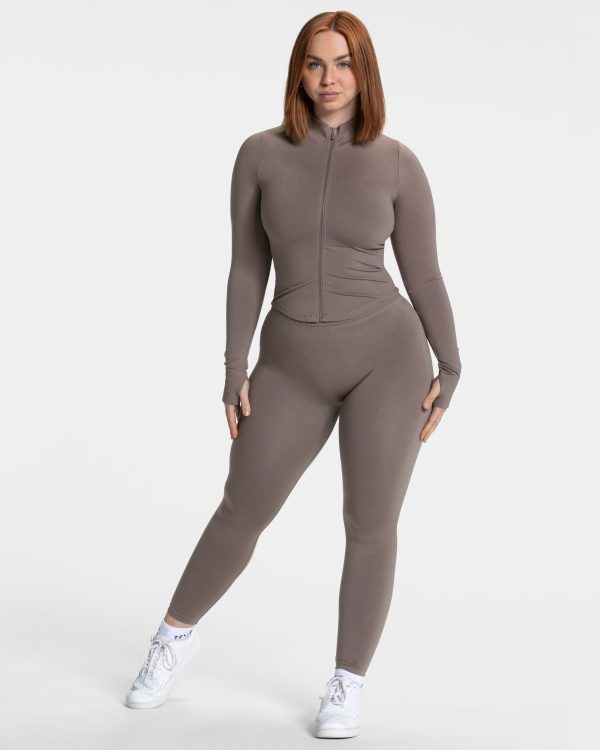 Femme Shaping Zip Jacke in Mokka für Damen – Bild 3