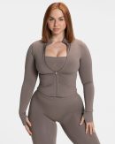 Femme Shaping Zip Jacke in Mokka für Damen