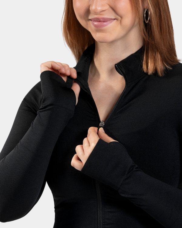 Modische Femme Shaping Zip Jacke in Farbe Schwarz – Bild 4