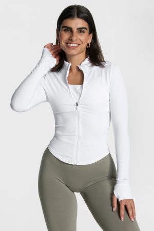 Femme Shaping Zip Jacke Weiß mit hoher Taille