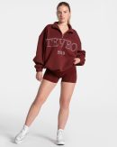 Modische Femme Half Zip Sweater in Farbe Weinrot