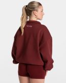 Modische Femme Half Zip Sweater in Farbe Weinrot