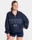 Modische Femme Half Zip Sweater in Farbe Dunkelbl