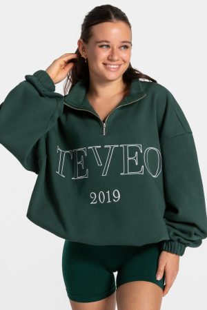 Femme Half Zip Sweater für Frauen in Dunkelgrün