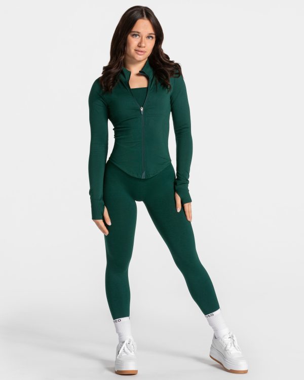 Damen Femme Shaping Zip Jacke Dunkelgrün mit Komf – Bild 3