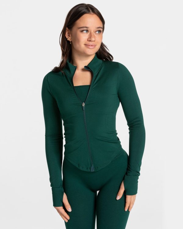Damen Femme Shaping Zip Jacke Dunkelgrün mit Komf