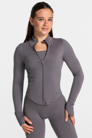 Femme Shaping Zip Jacke Graphit – bequem und styl