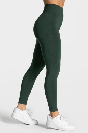 Damen Focus Scrunch Leggings Dunkelgrün mit Komfo