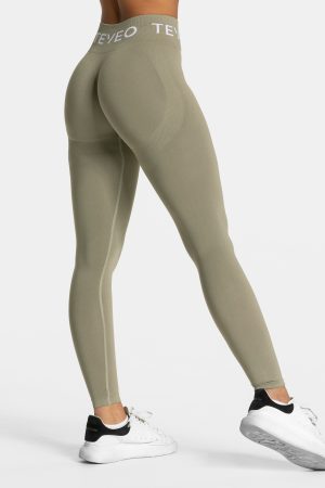Damen Signature Covert Scrunch Leggings Khaki mit