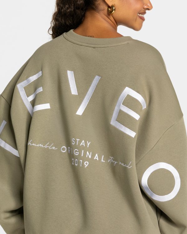 Signature Oversized Sweater Khaki für Sport und A – Bild 4
