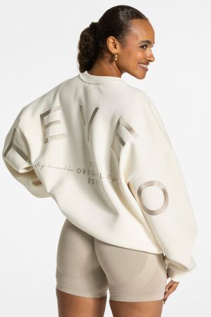 Damen Signature Oversized Sweater Latte mit Komfo