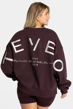 Damen Signature Oversized Sweater Merlot mit Komf