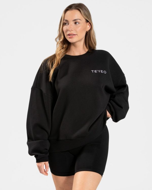 Signature Oversized Sweater Schwarz mit hoher Tai – Bild 2