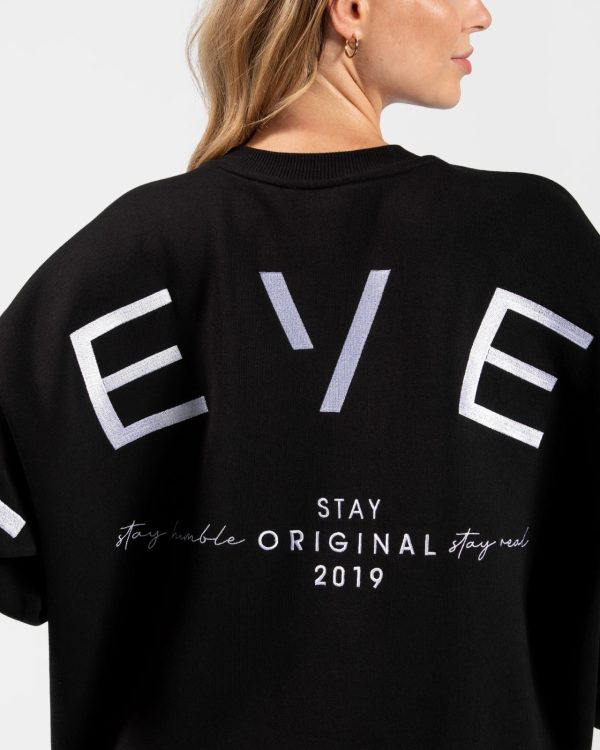 Signature Oversized Sweater Schwarz mit hoher Tai – Bild 4