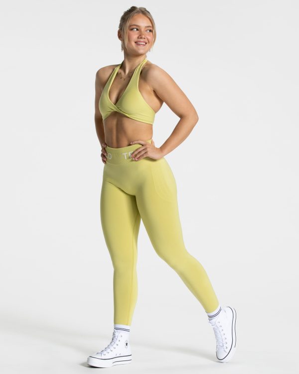 Modische Signature Scrunch Leggings in Farbe Lime – Bild 3
