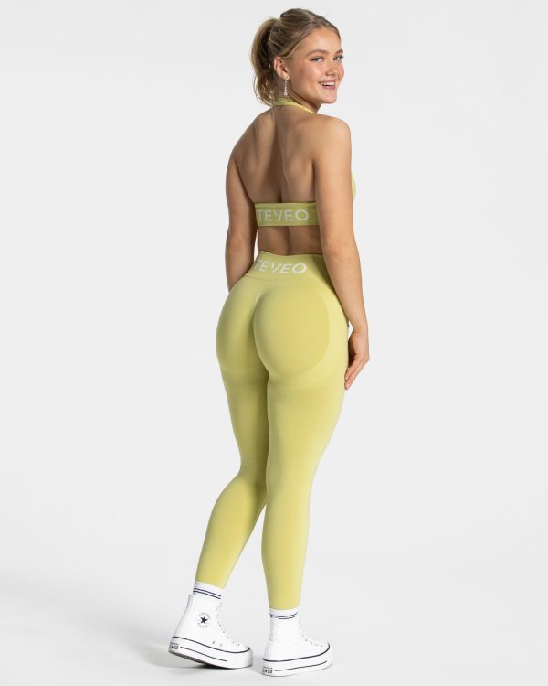 Modische Signature Scrunch Leggings in Farbe Lime – Bild 5