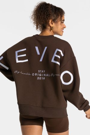 Signature Oversized Sweater Dunkelbraun mit hoher